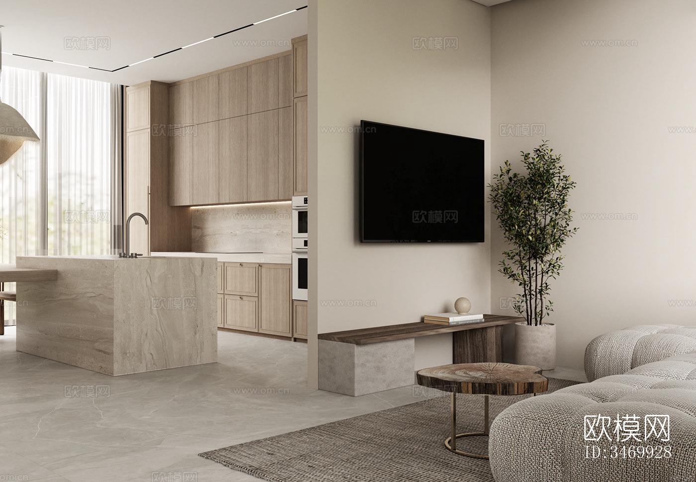 现代平层效果图下载（渲染图1）