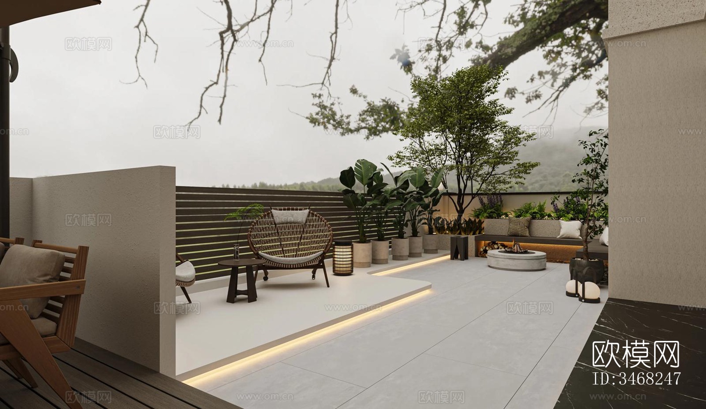 现代大平层效果图下载（渲染图11）