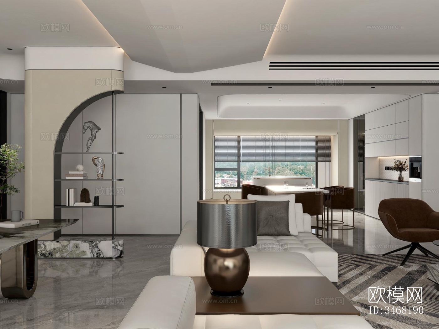 现代大平层效果图下载（渲染图12）