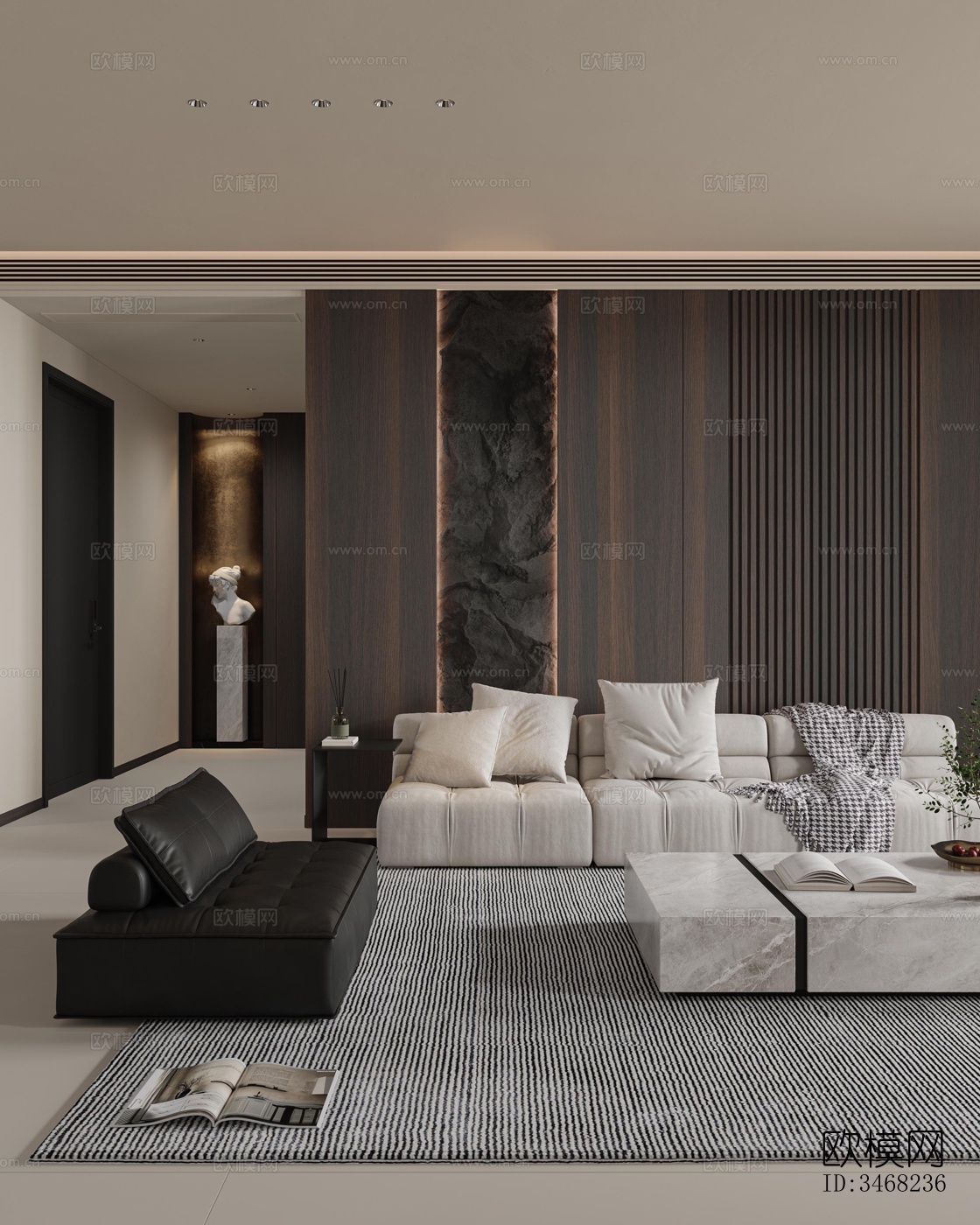 现代大平层效果图下载（渲染图4）