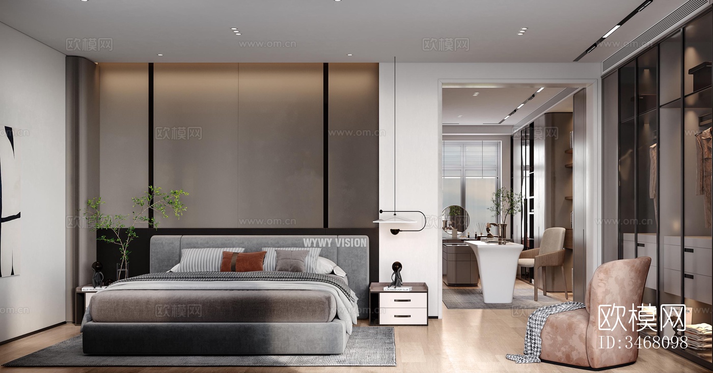 现代大平层效果图下载（渲染图7）