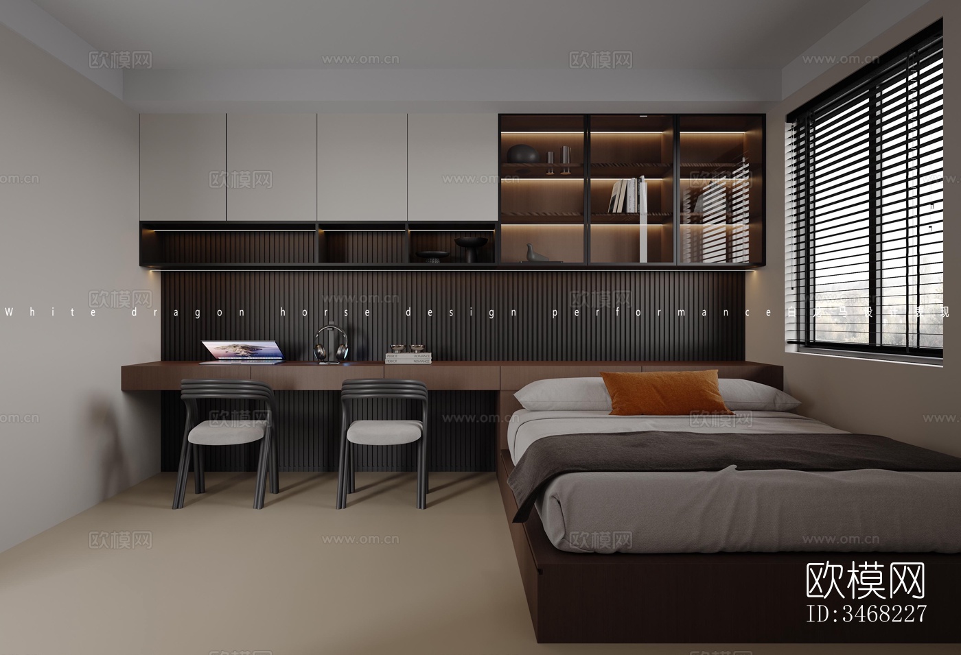 现代大平层效果图下载（渲染图3）