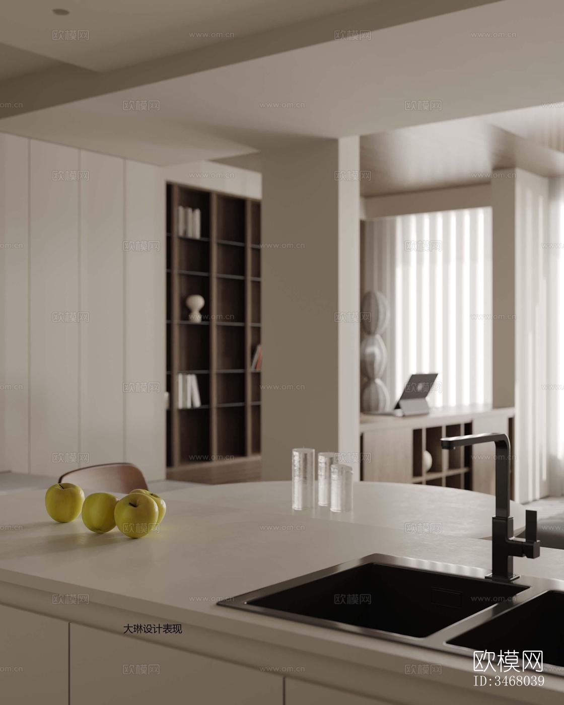 现代大平层效果图下载（渲染图13）