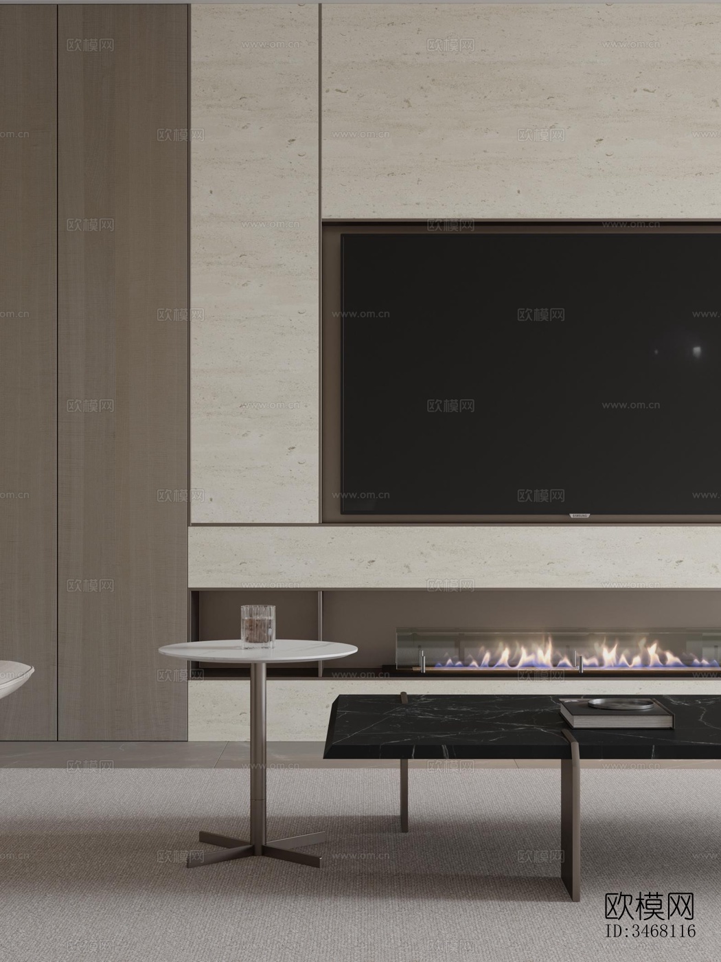 现代大平层效果图下载（渲染图6）