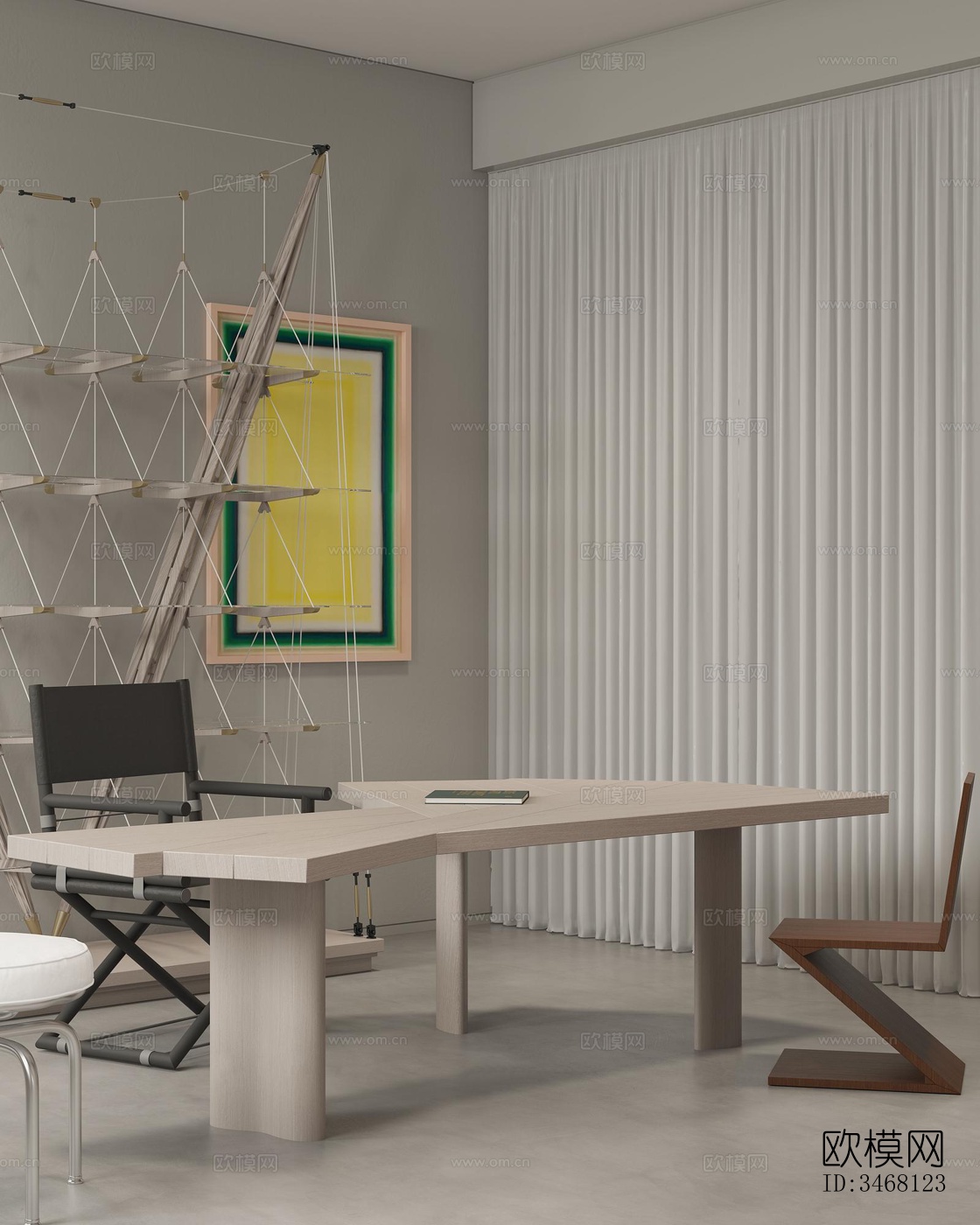 现代大平层效果图下载（渲染图12）