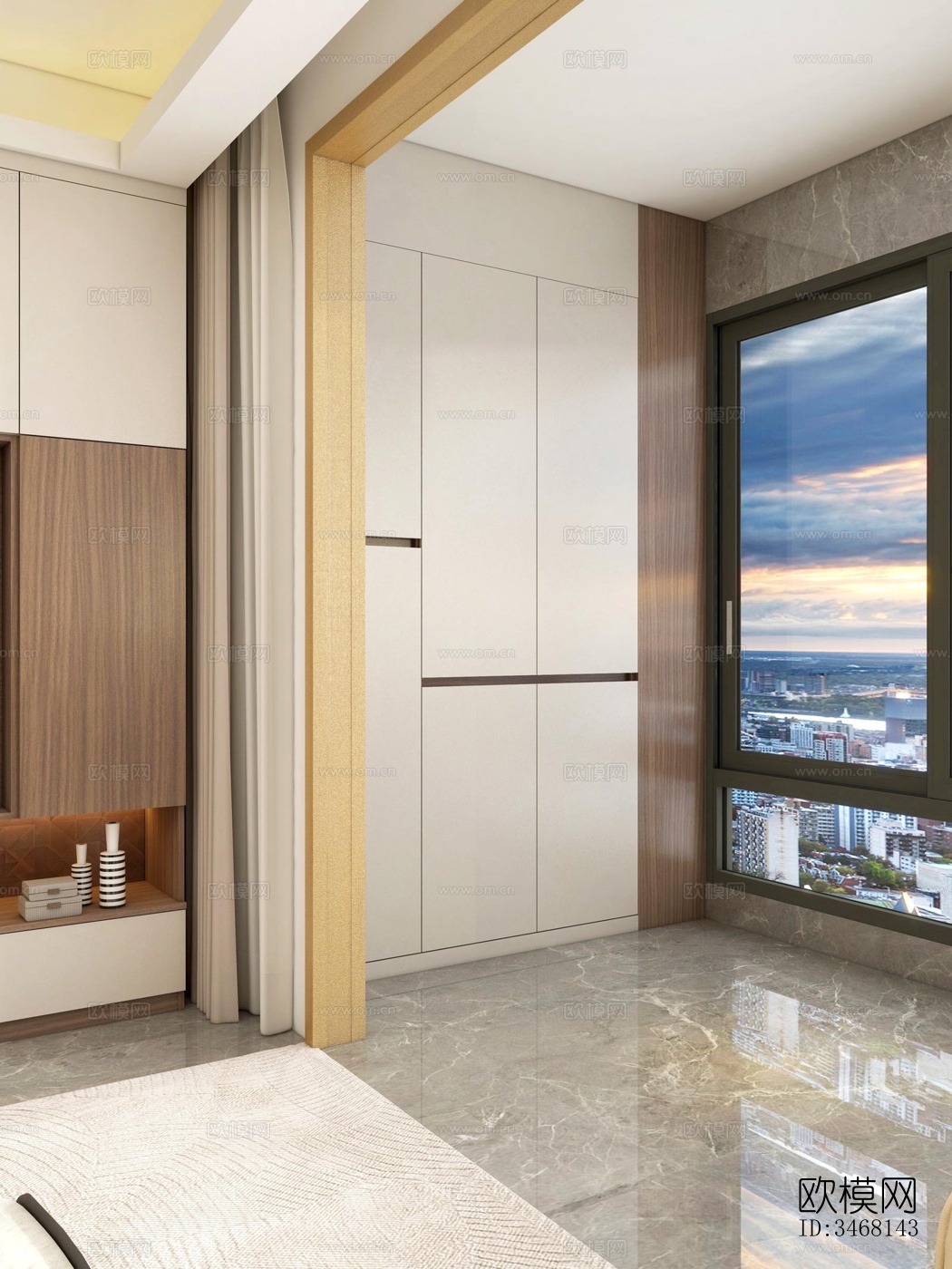 现代大平层效果图下载（渲染图3）