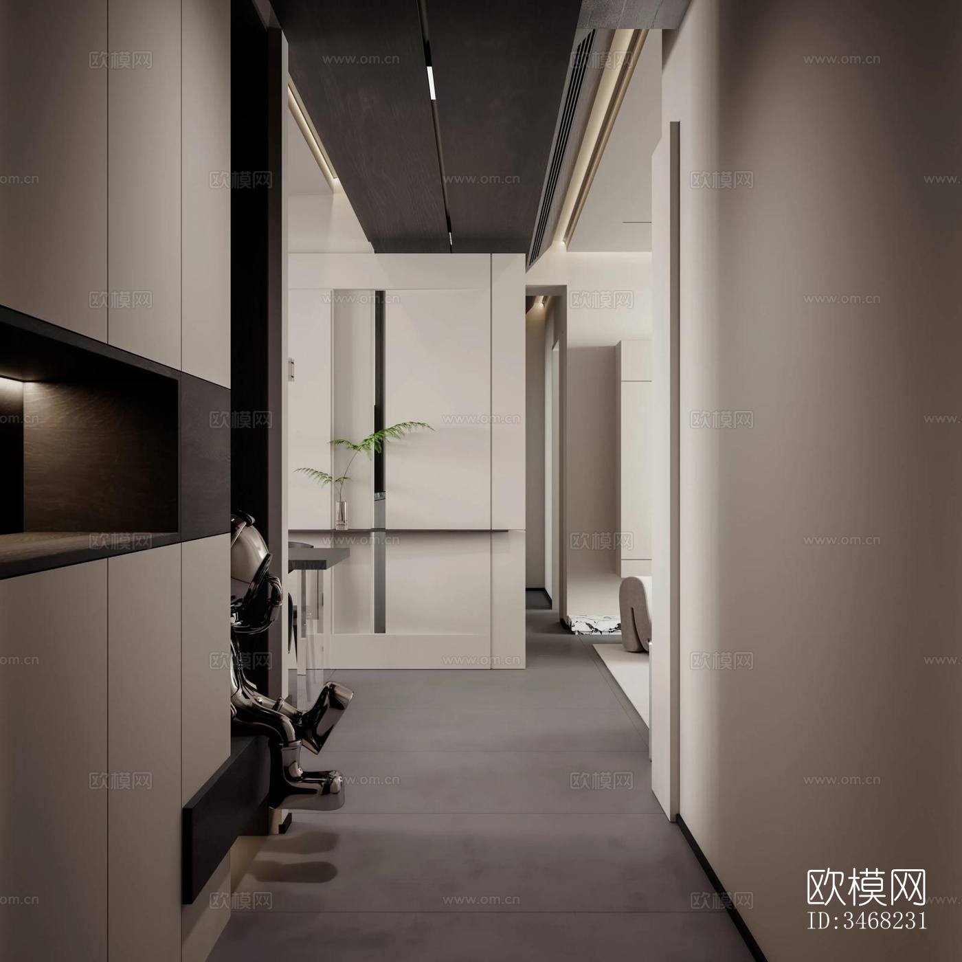 现代大平层效果图下载（渲染图2）