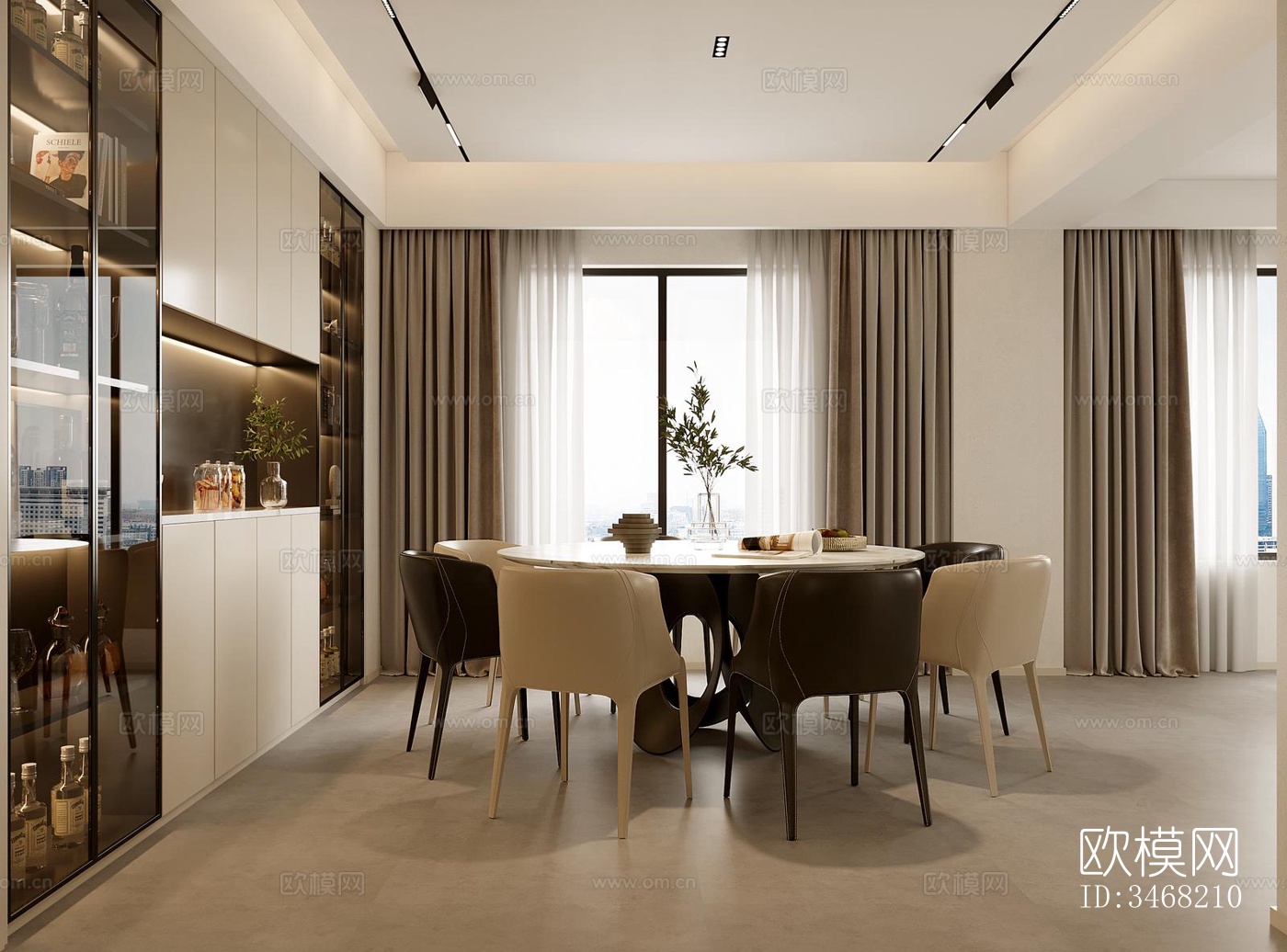 现代大平层效果图下载（渲染图1）