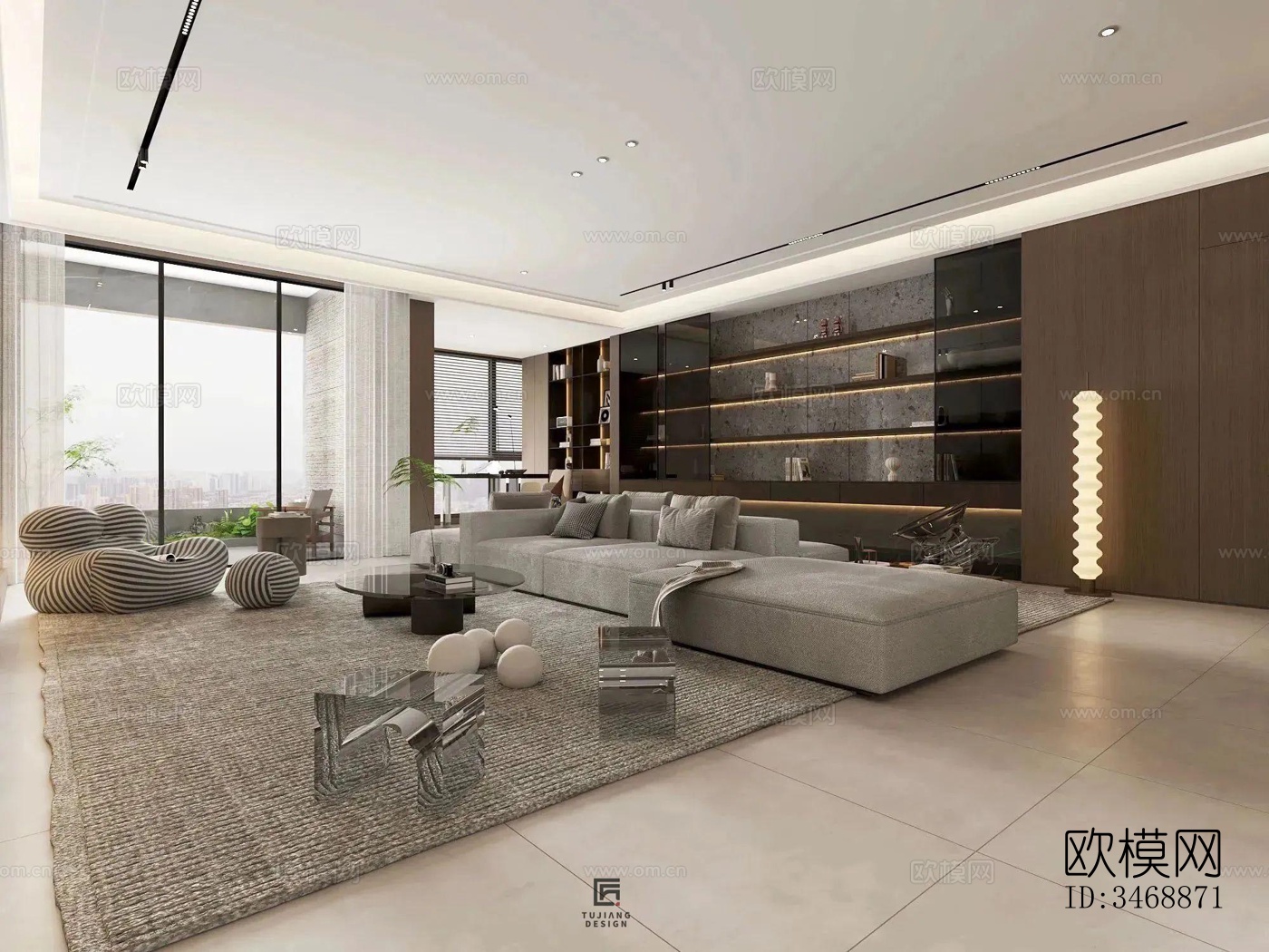 现代平层效果图下载（渲染图1）