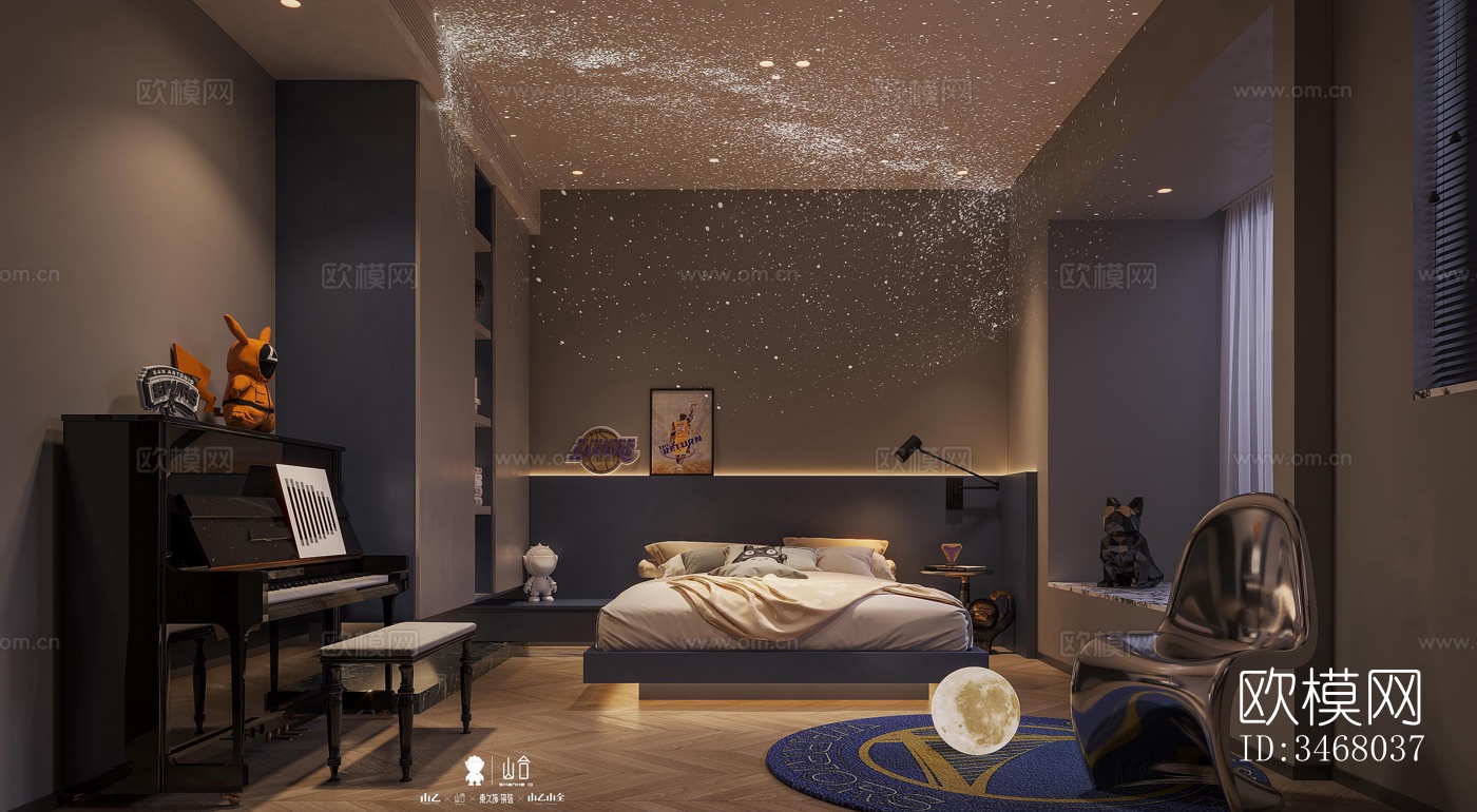 现代大平层效果图下载（渲染图5）