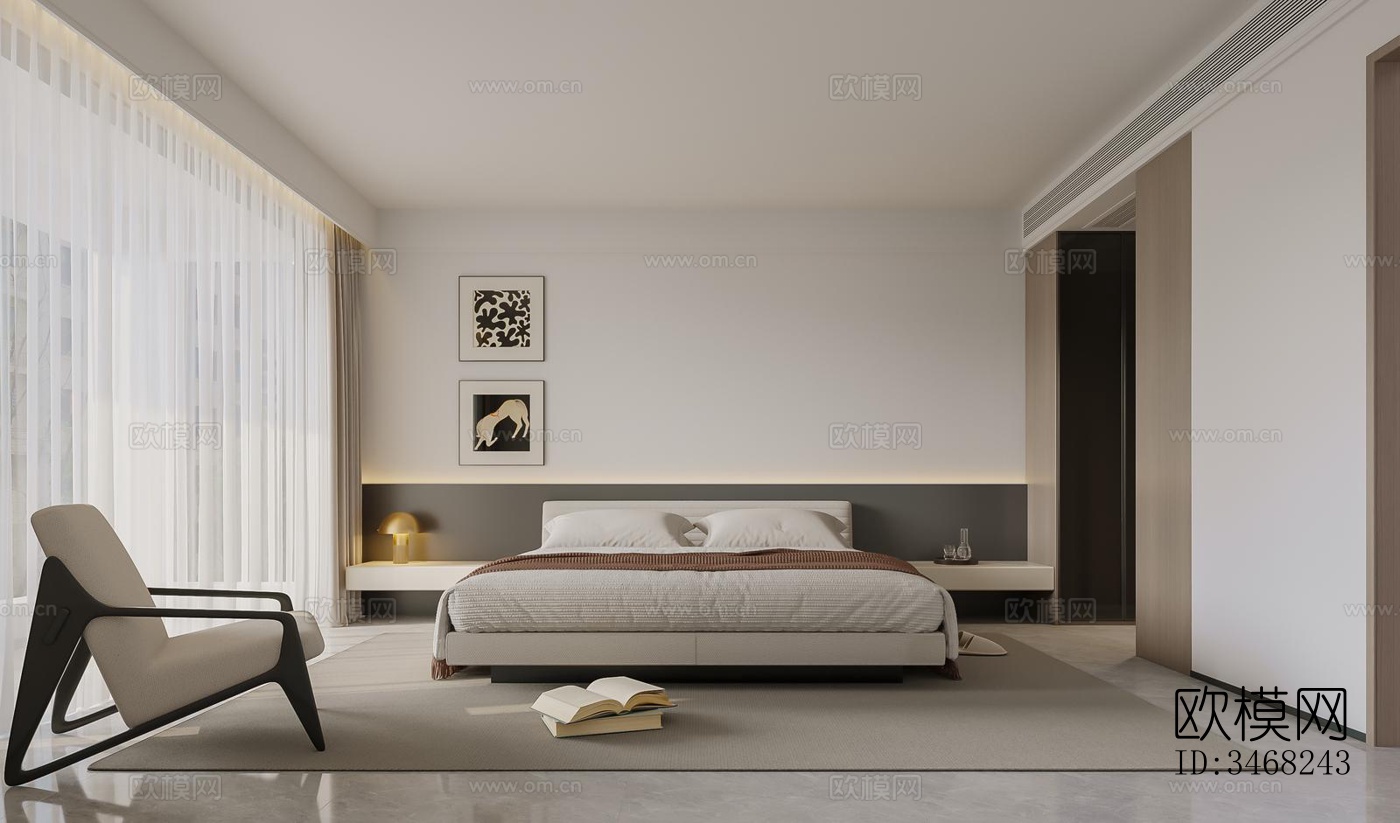 现代大平层效果图下载（渲染图2）