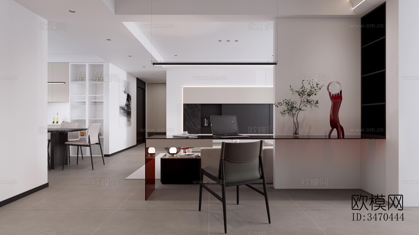 现代平层效果图下载（渲染图4）