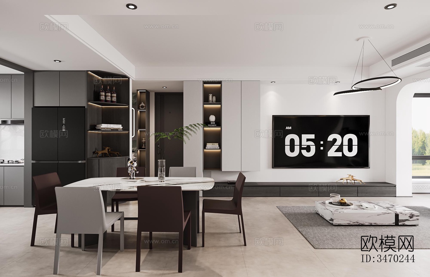 现代平层效果图下载（渲染图3）