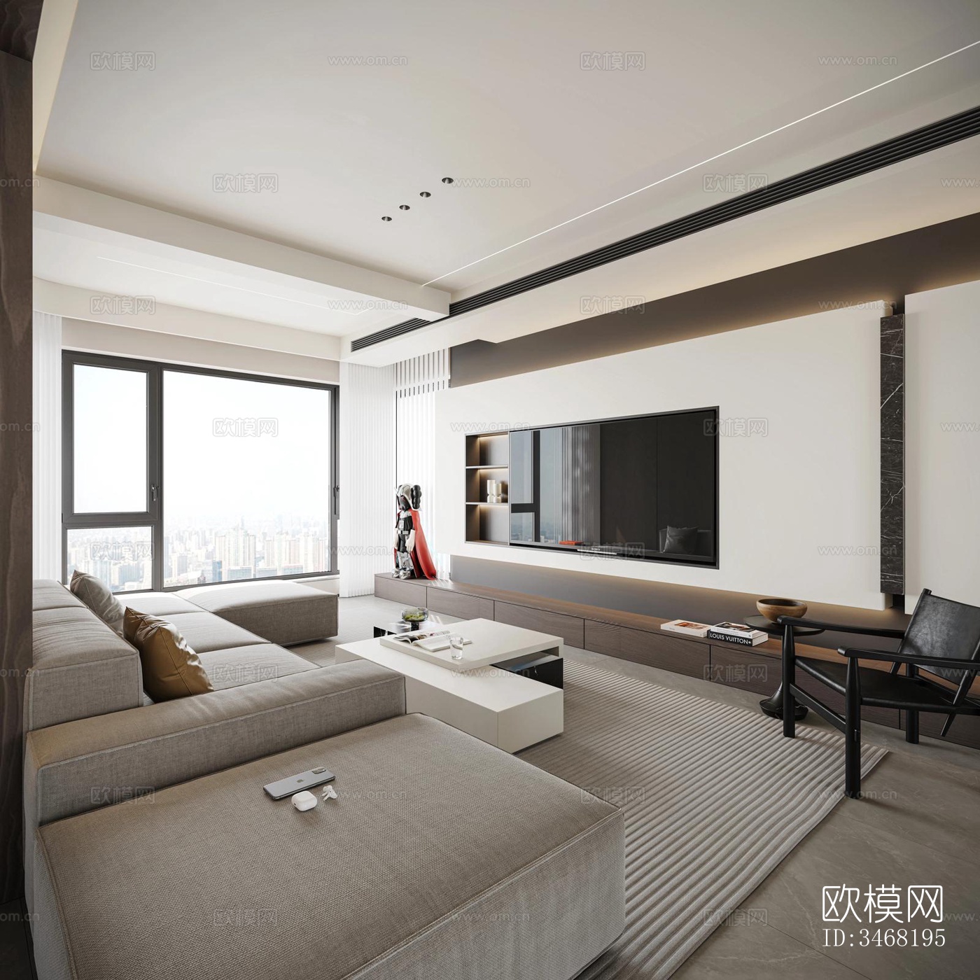 现代大平层效果图下载（渲染图16）