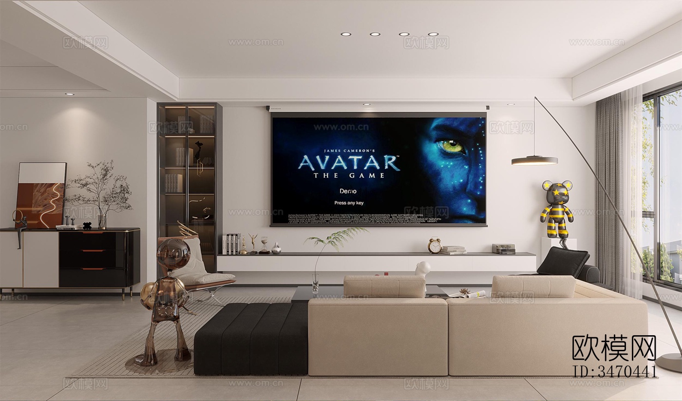 现代平层效果图下载（渲染图1）