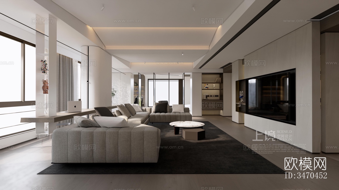 现代平层效果图下载（渲染图1）