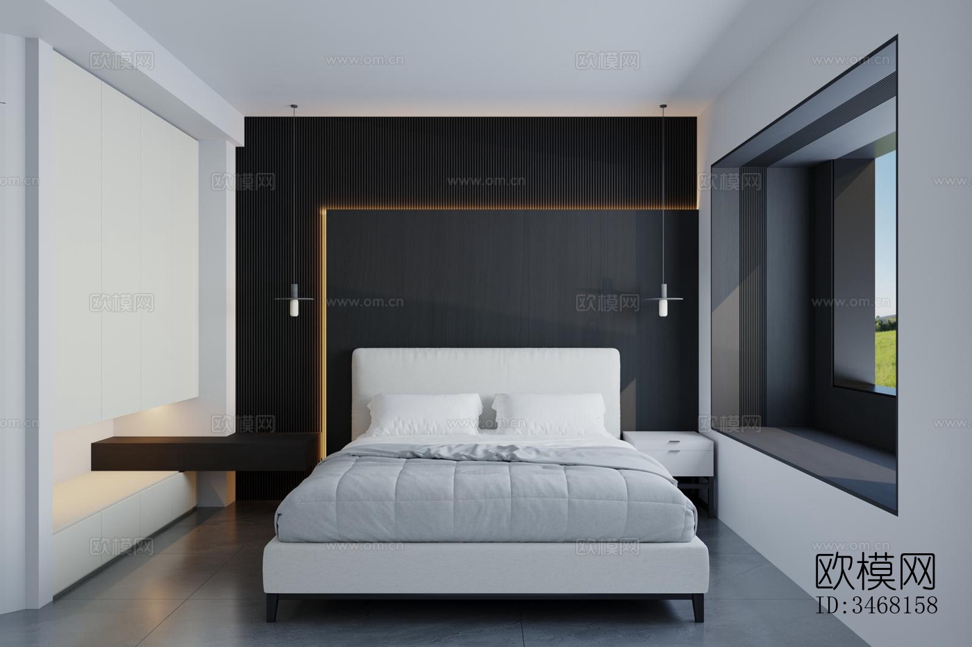 现代大平层效果图下载（渲染图1）