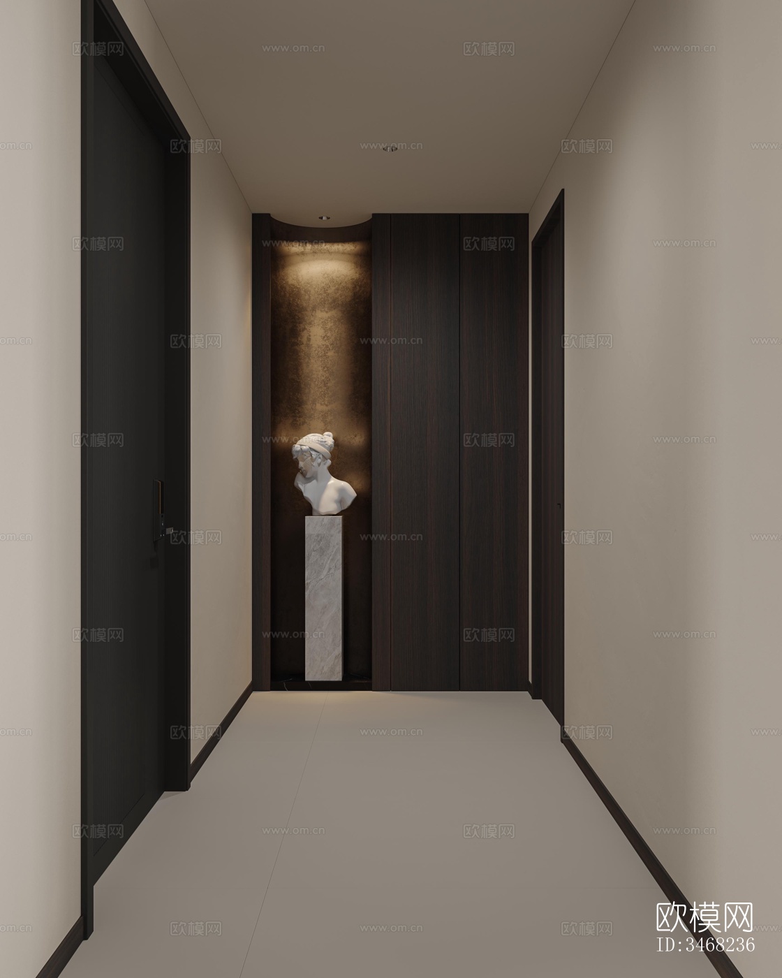 现代大平层效果图下载（渲染图3）