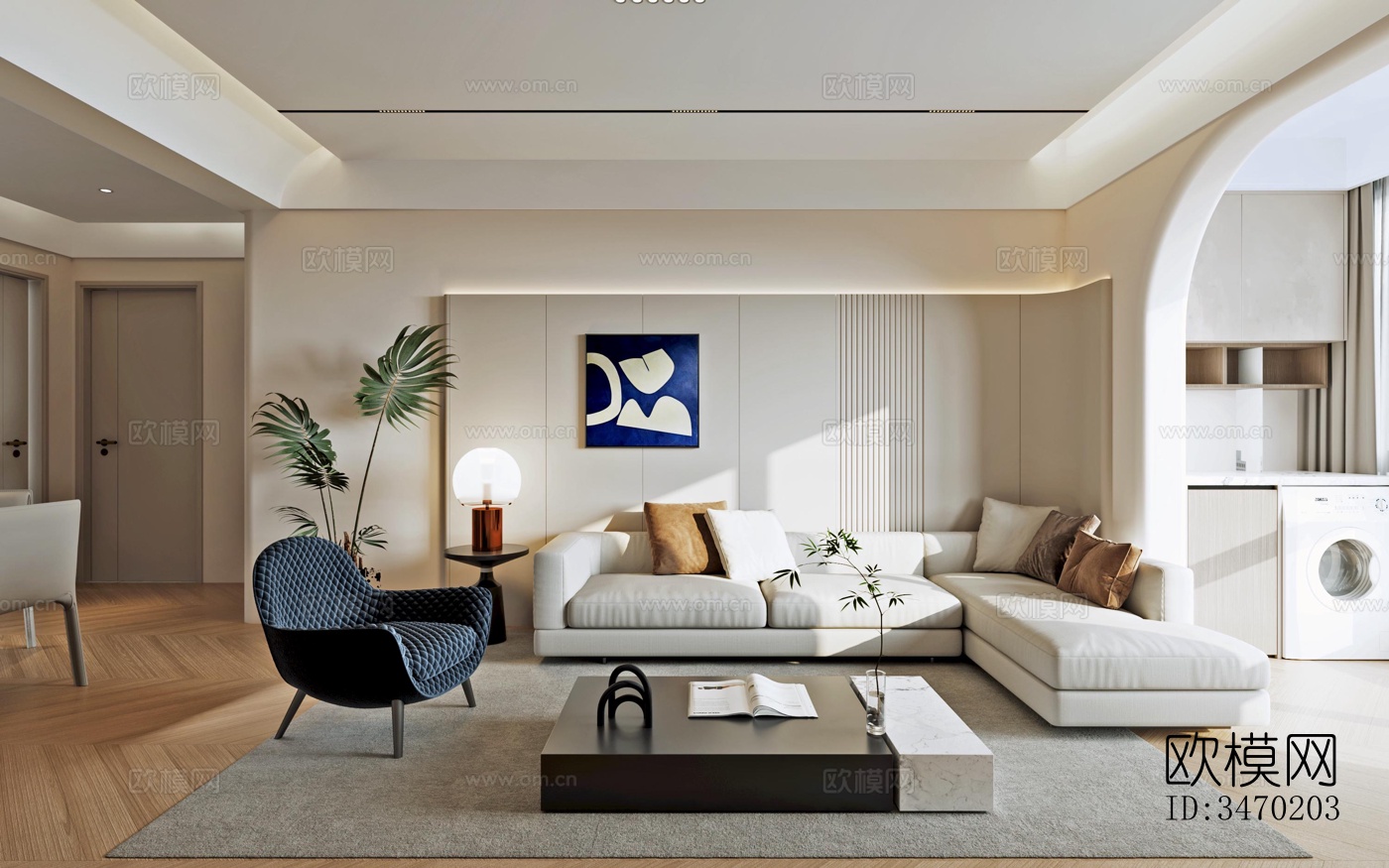 现代平层效果图下载（渲染图5）