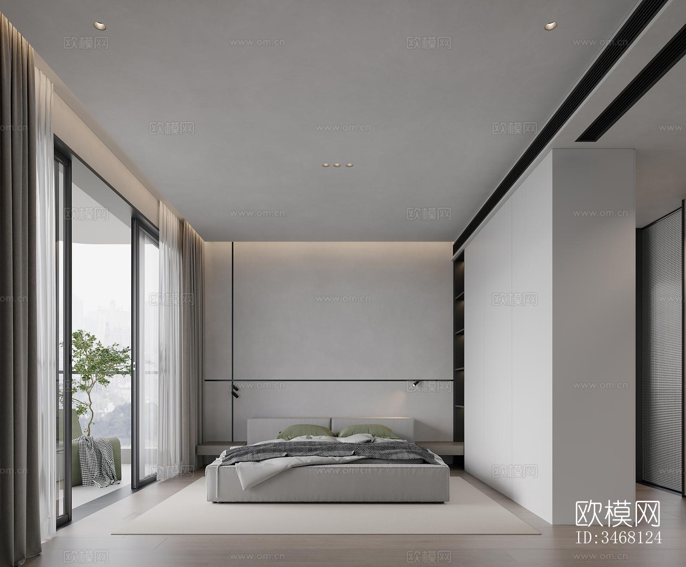 现代大平层效果图下载（渲染图13）