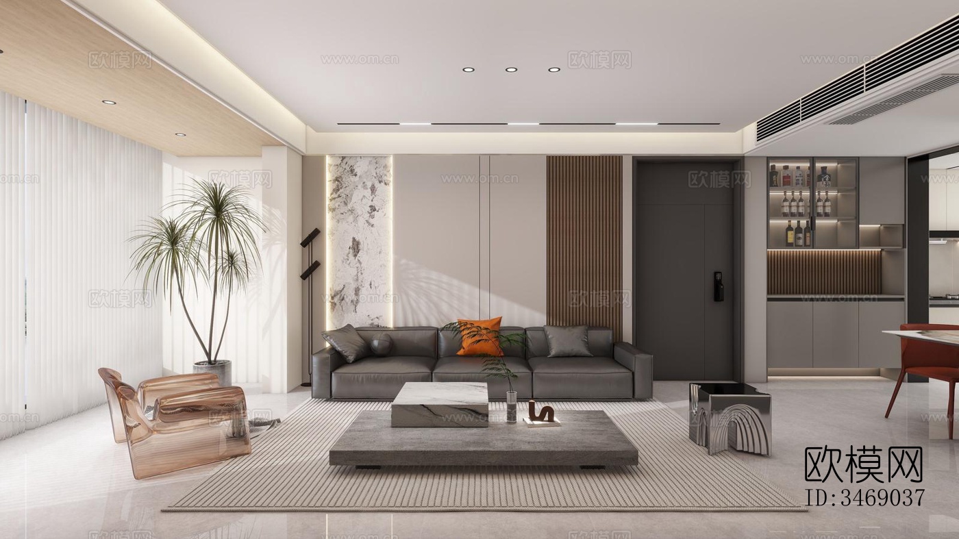 现代平层效果图下载（渲染图2）