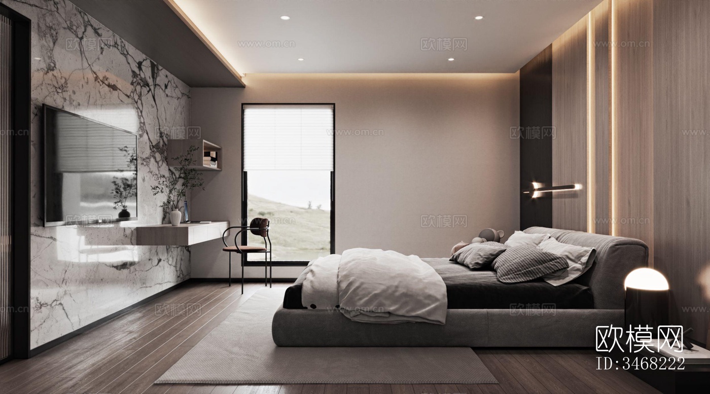 现代大平层效果图下载（渲染图7）