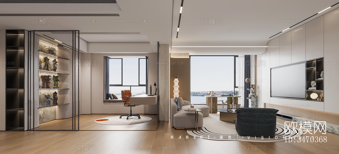 现代平层效果图下载（渲染图3）