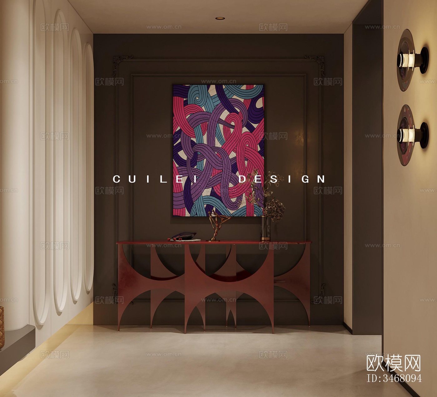 现代大平层效果图下载（渲染图3）