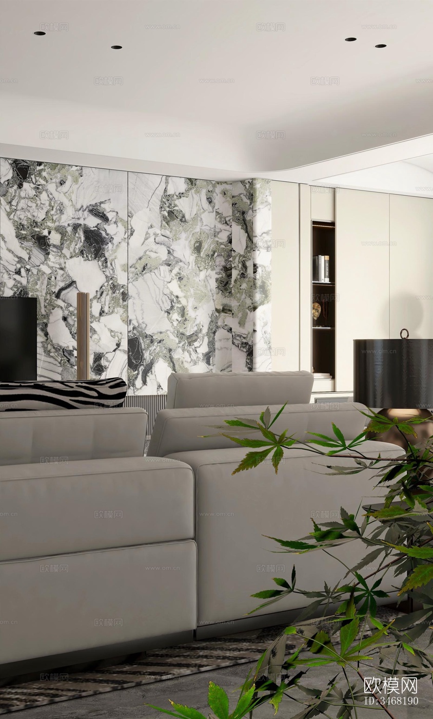 现代大平层效果图下载（渲染图2）