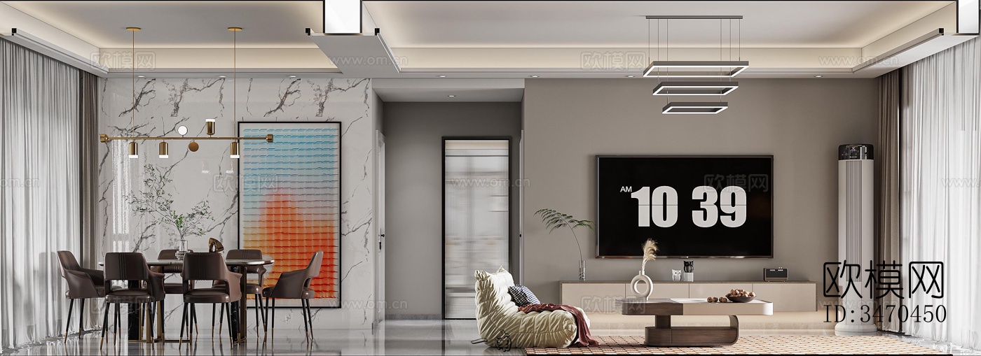 现代平层效果图下载（渲染图4）