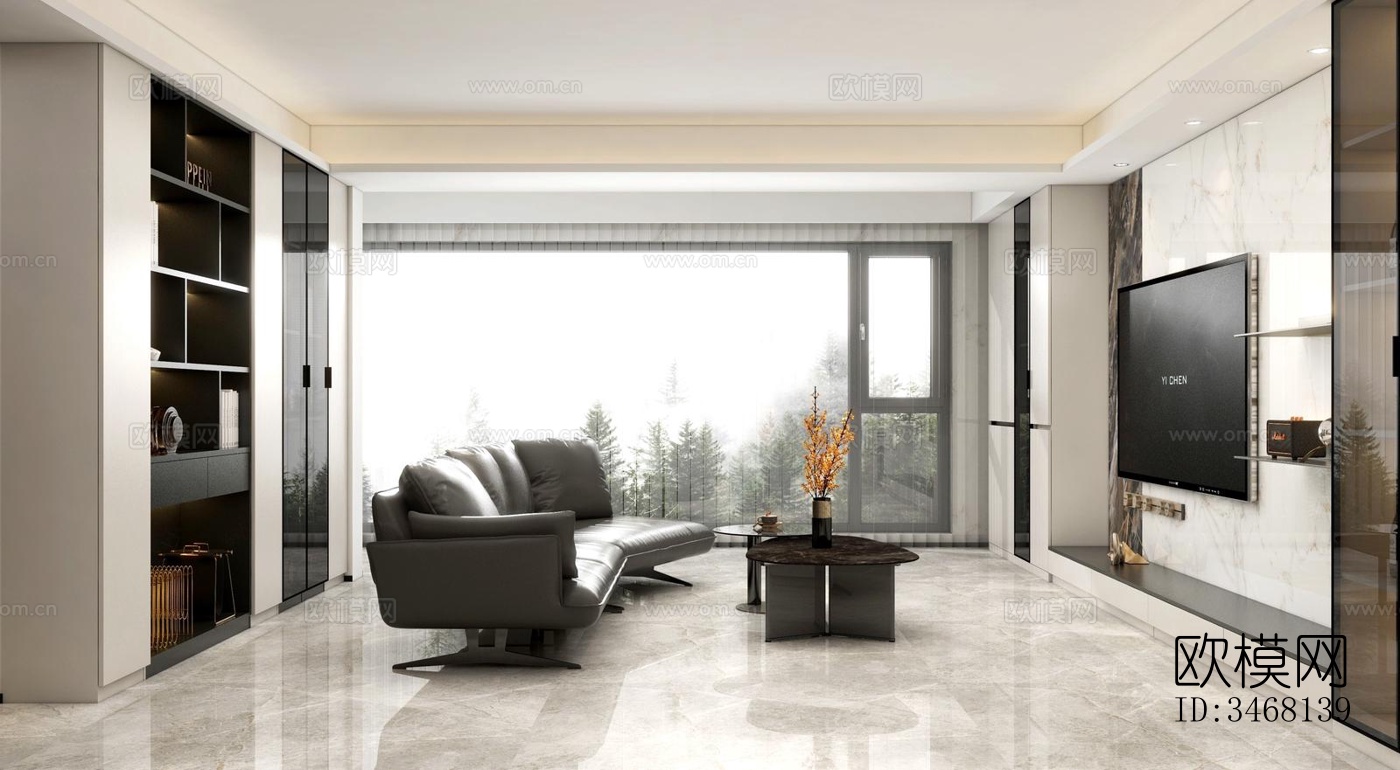 现代大平层效果图下载（渲染图5）