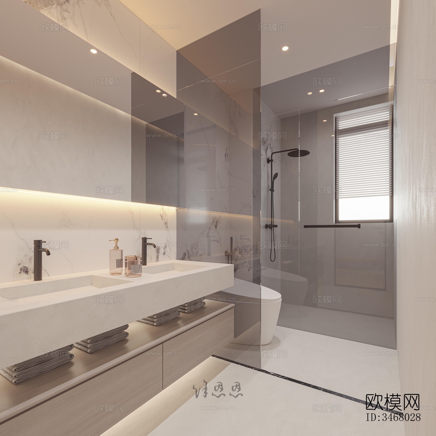 现代大平层效果图下载（渲染图6）