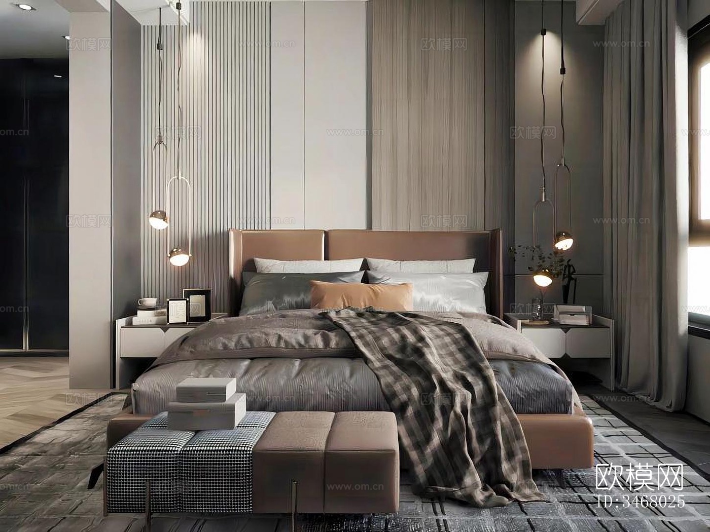 现代大平层效果图下载（渲染图7）