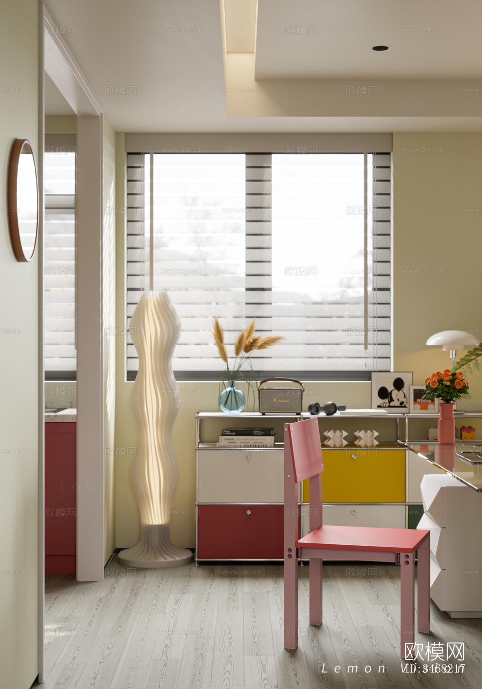 现代大平层效果图下载（渲染图3）