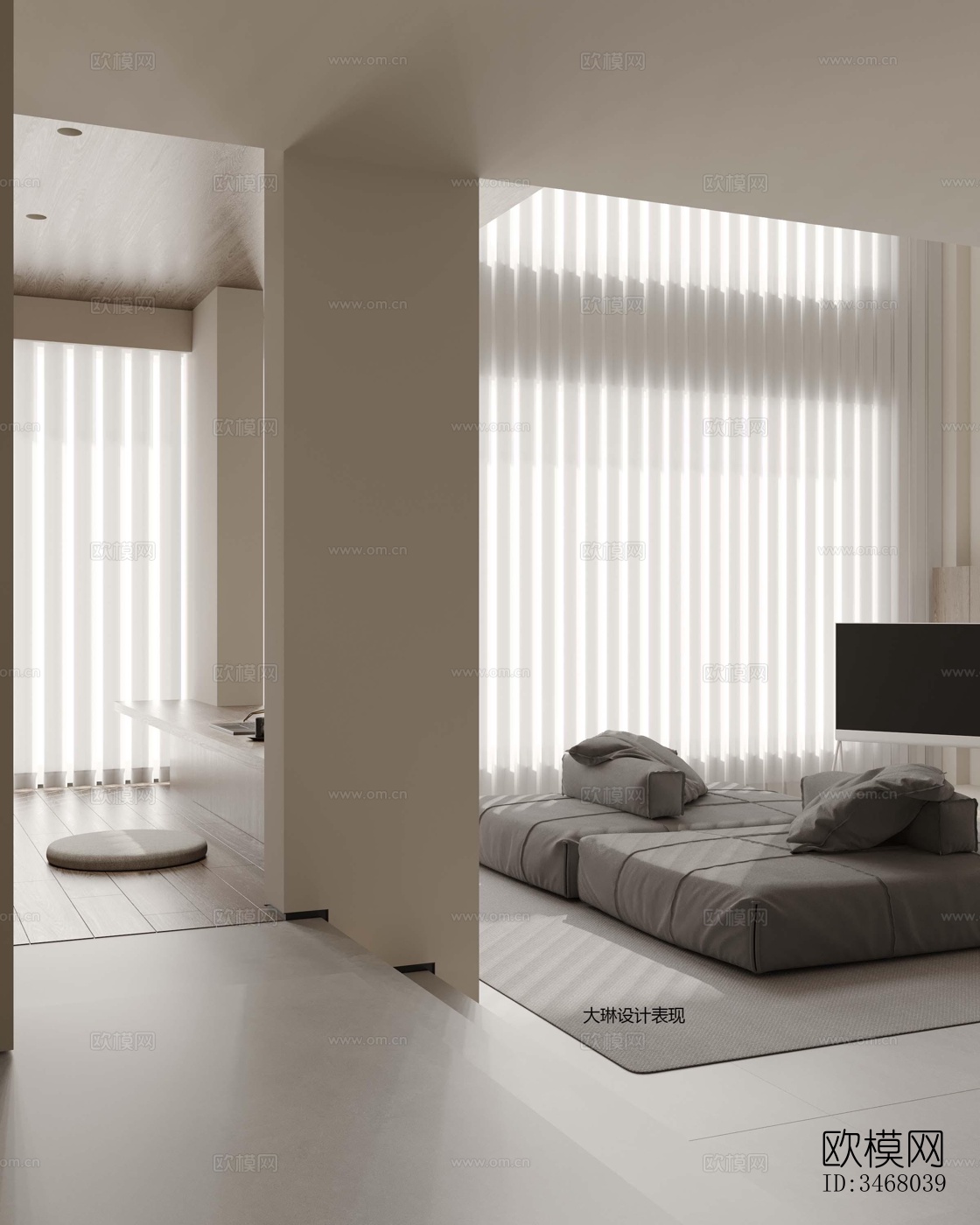 现代大平层效果图下载（渲染图12）