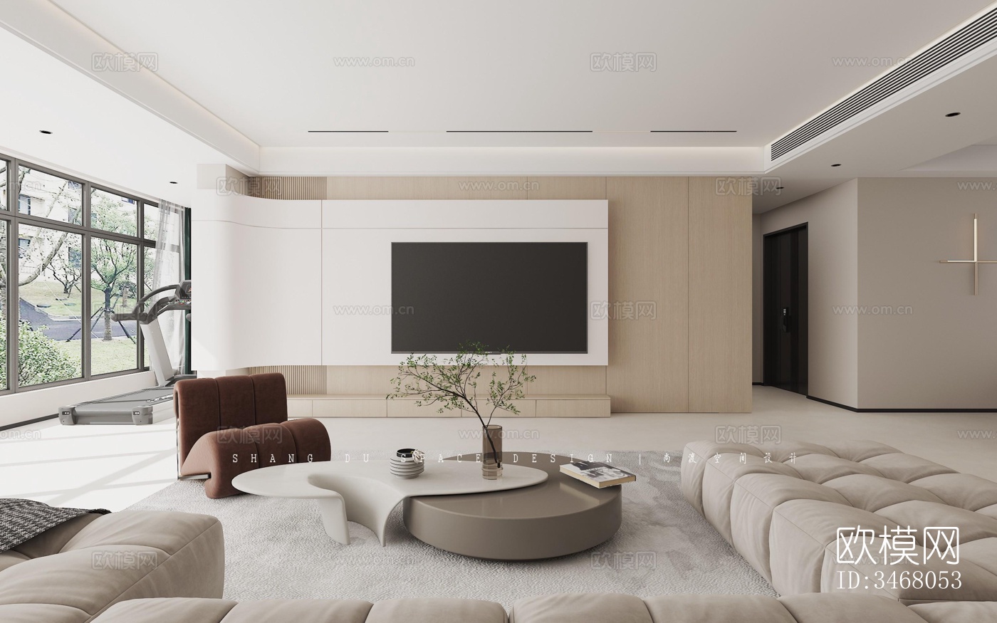 现代大平层效果图下载（渲染图2）