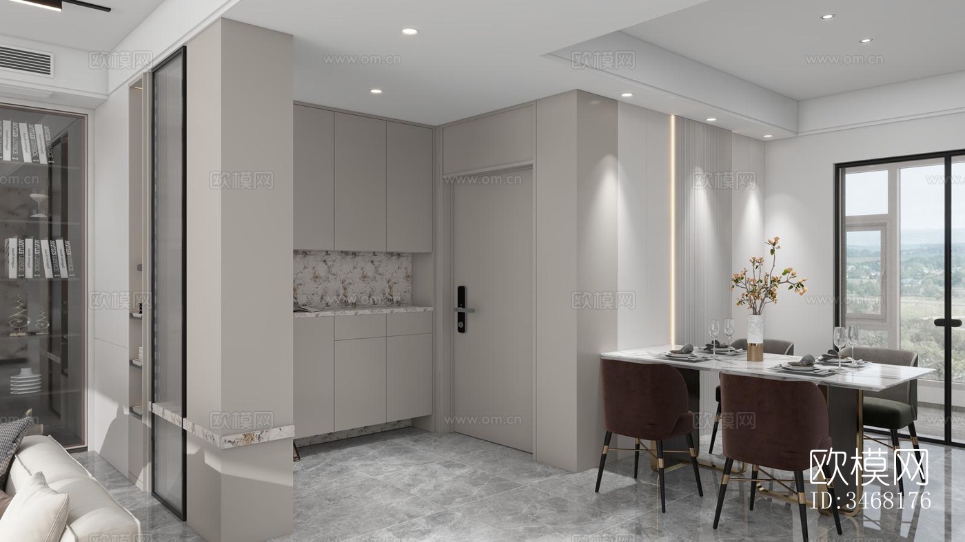 现代大平层效果图下载（渲染图4）