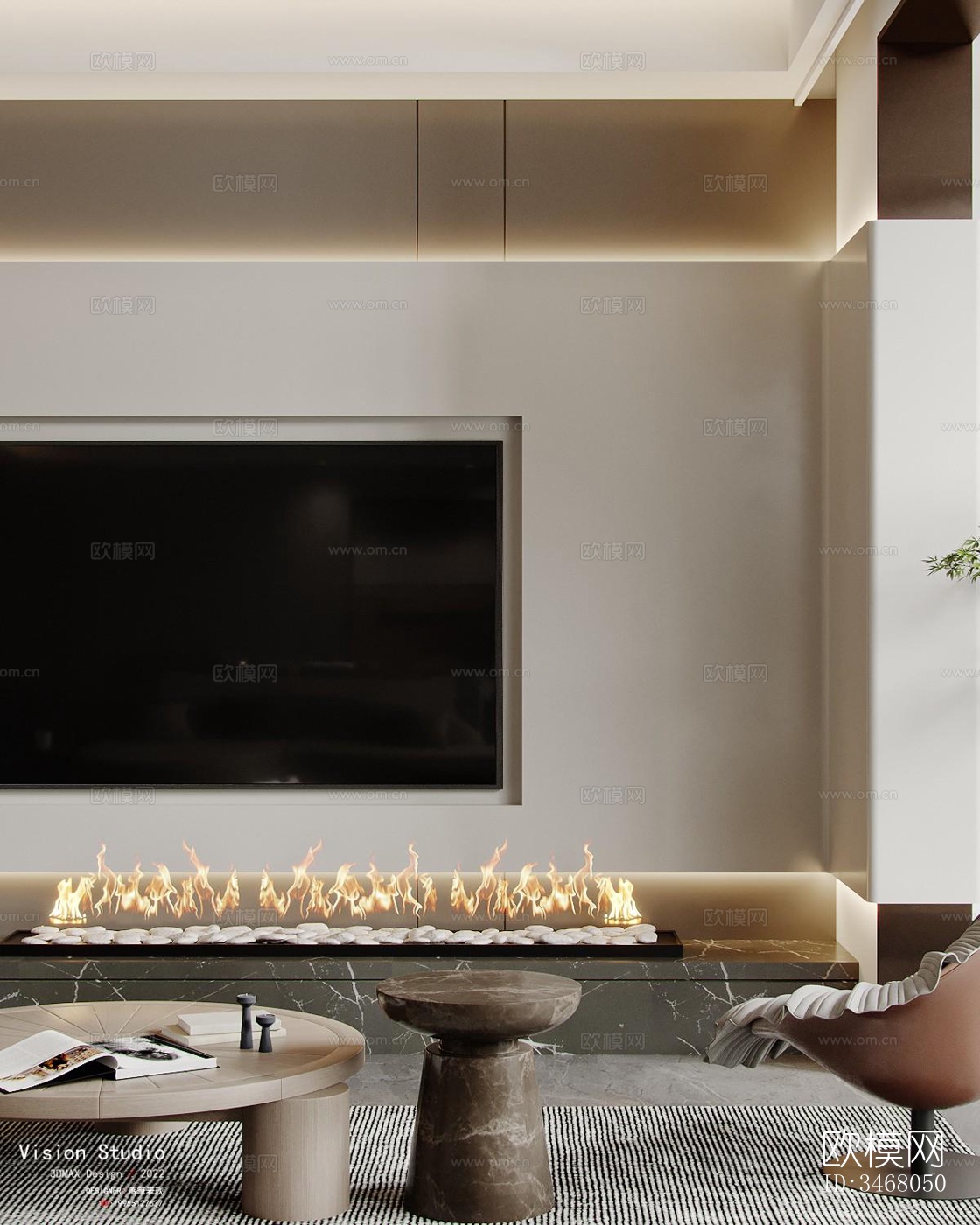 现代大平层效果图下载（渲染图4）