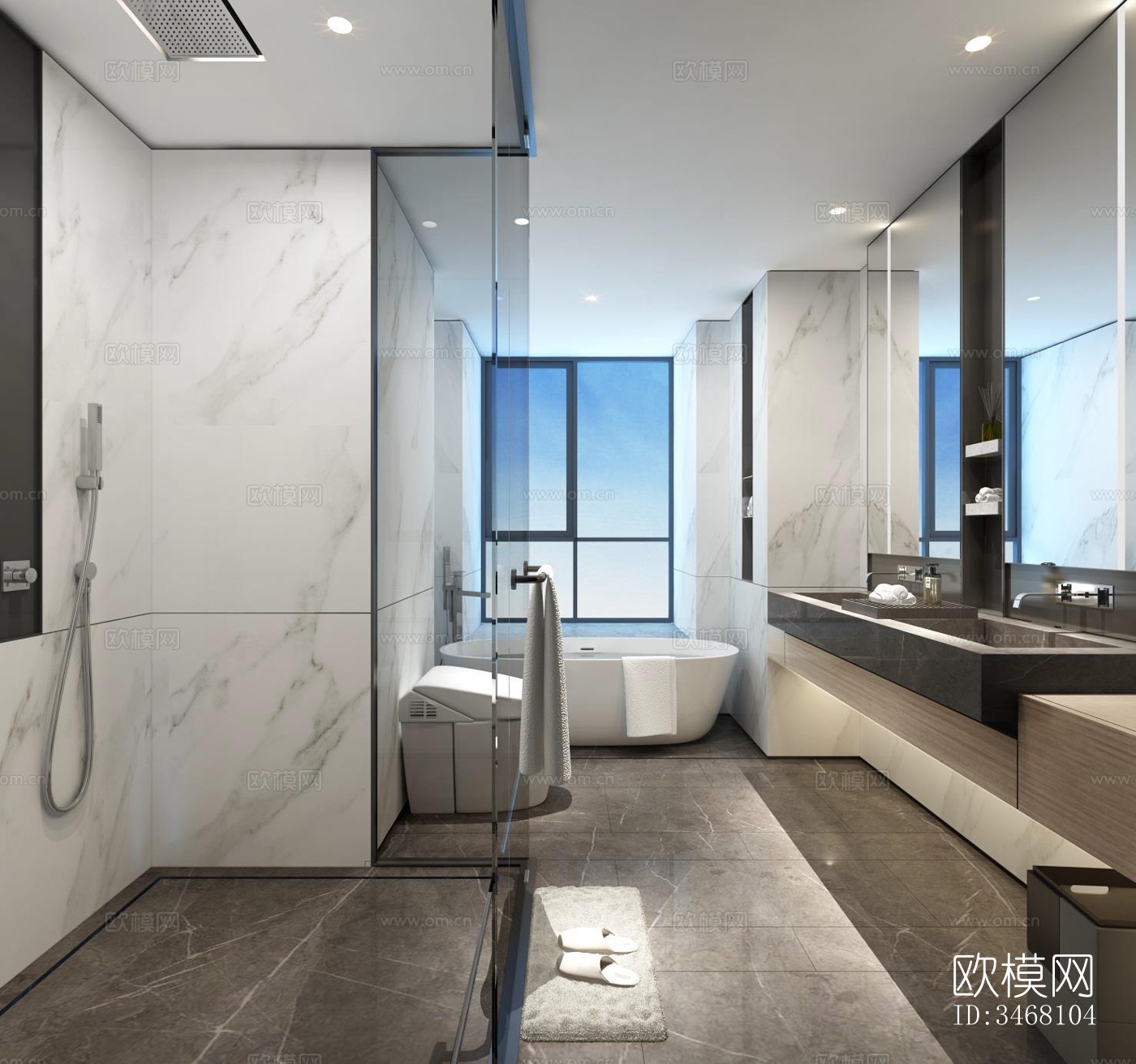 现代大平层效果图下载（渲染图8）