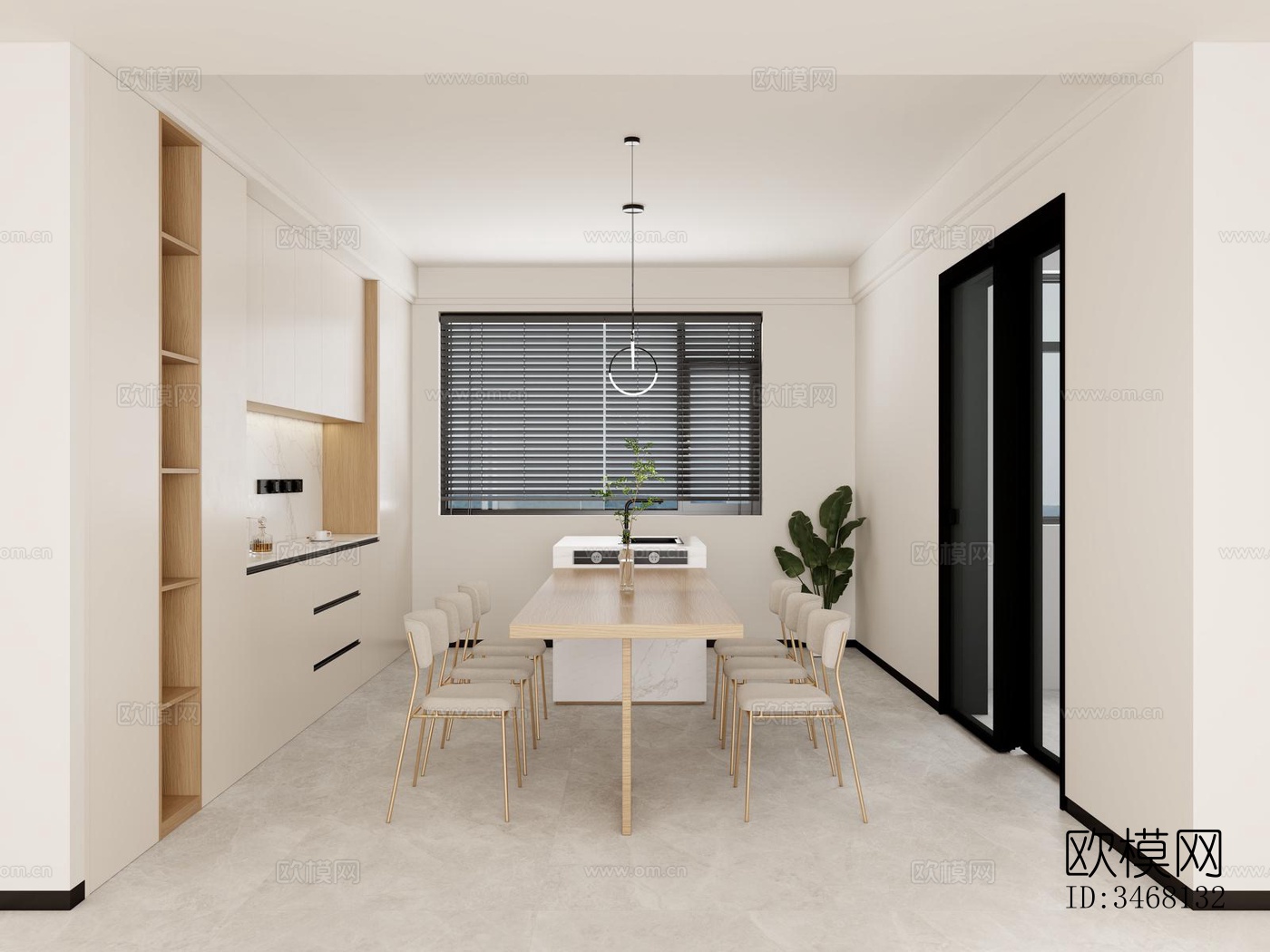 现代大平层效果图下载（渲染图1）