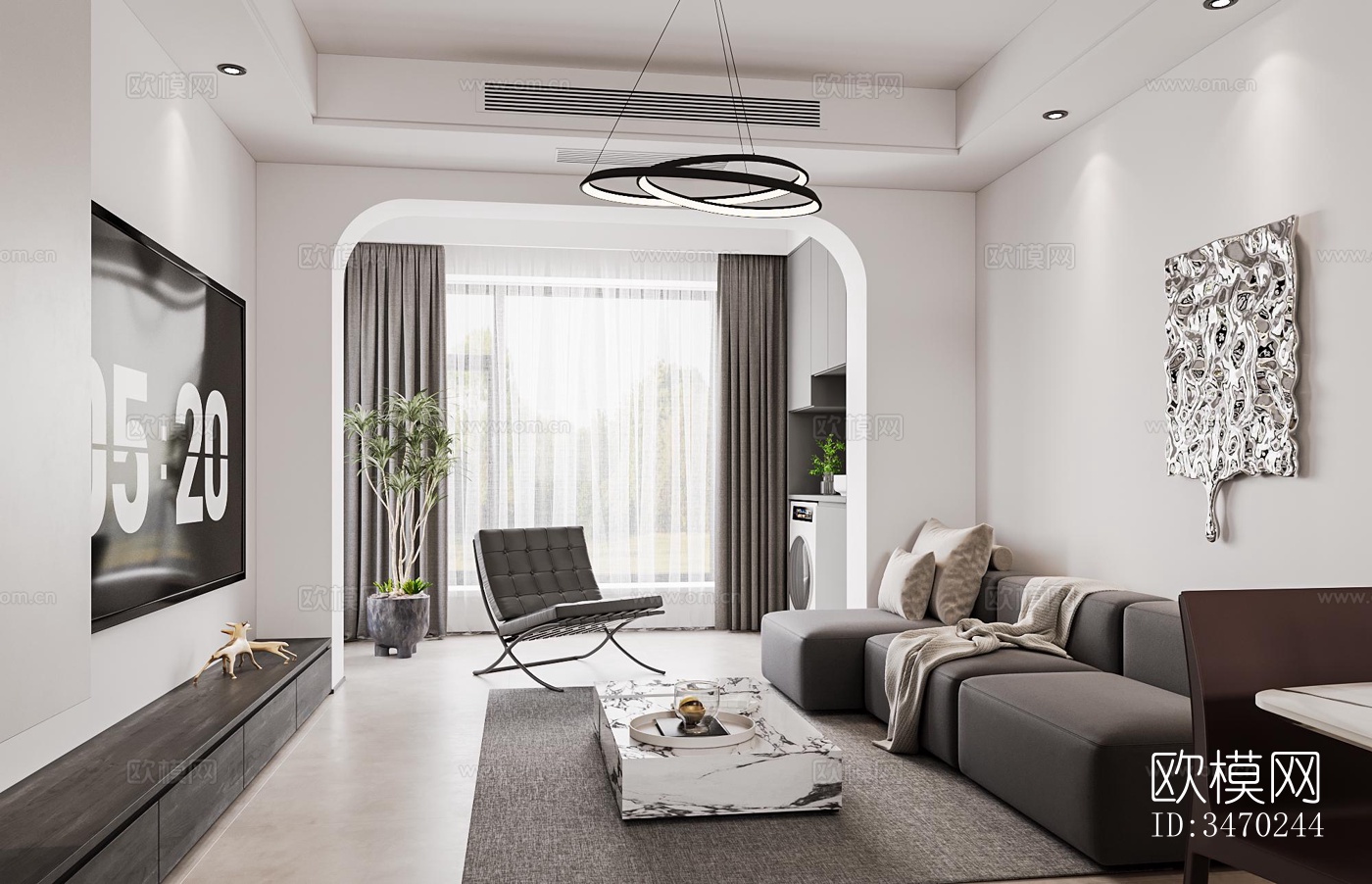 现代平层效果图下载（渲染图5）