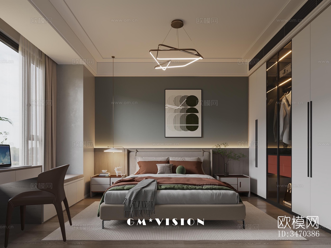 现代平层效果图下载（渲染图2）