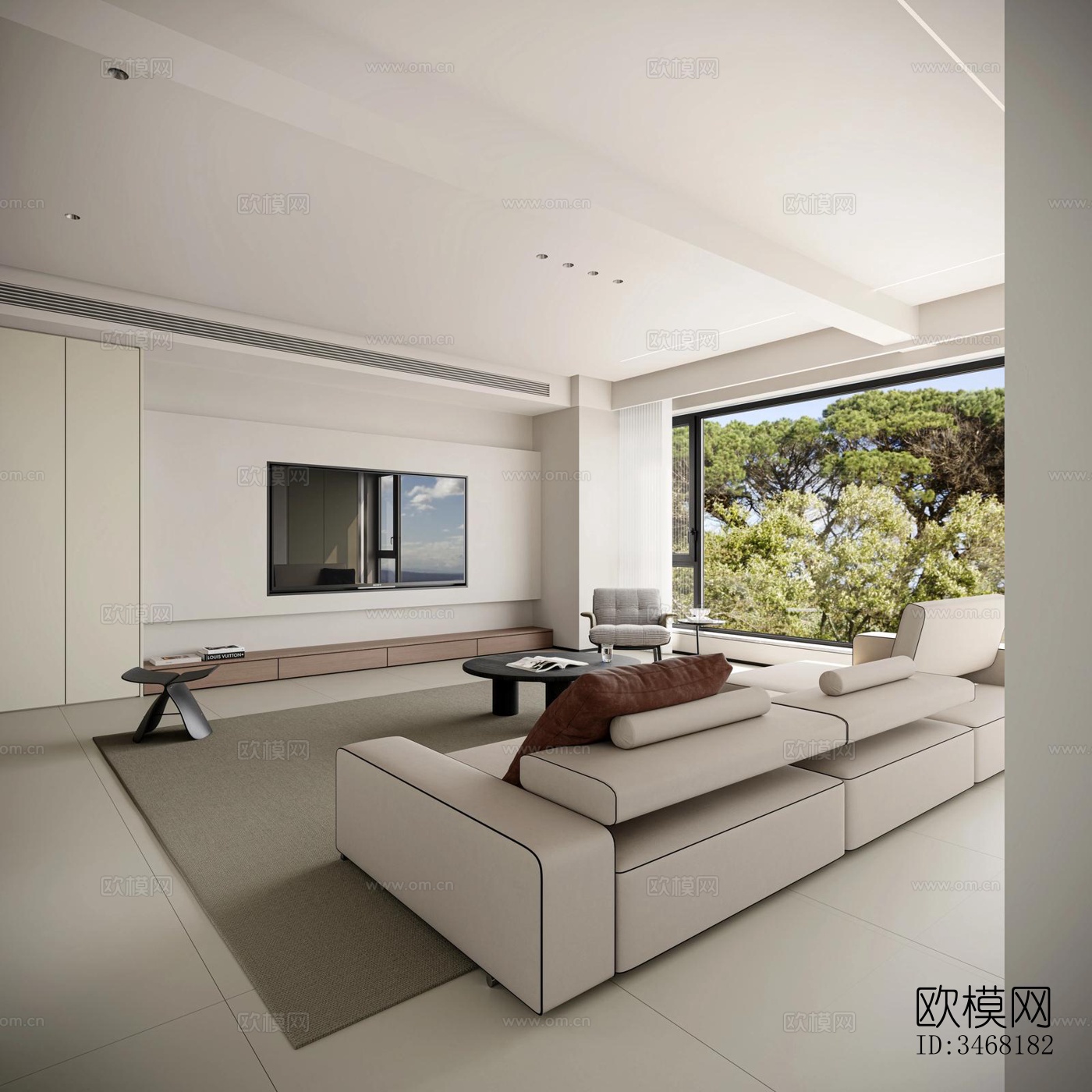 现代大平层效果图下载（渲染图12）