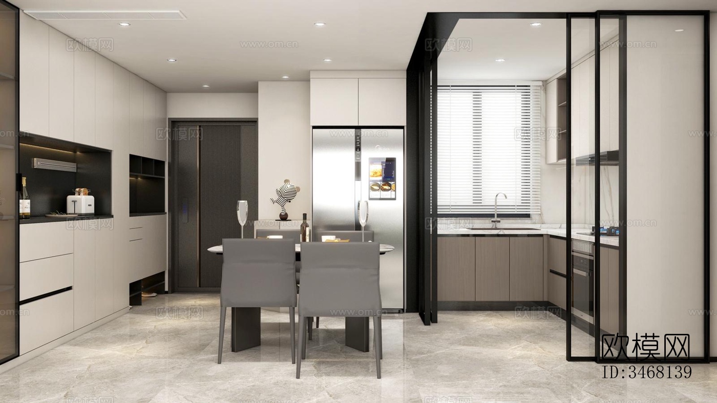 现代大平层效果图下载（渲染图10）