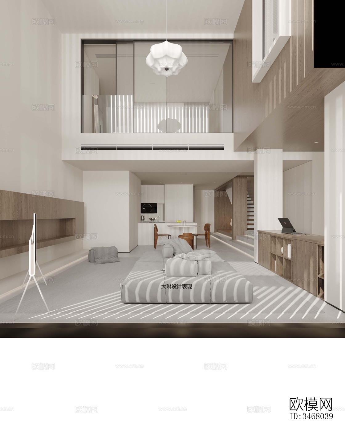 现代大平层效果图下载（渲染图8）