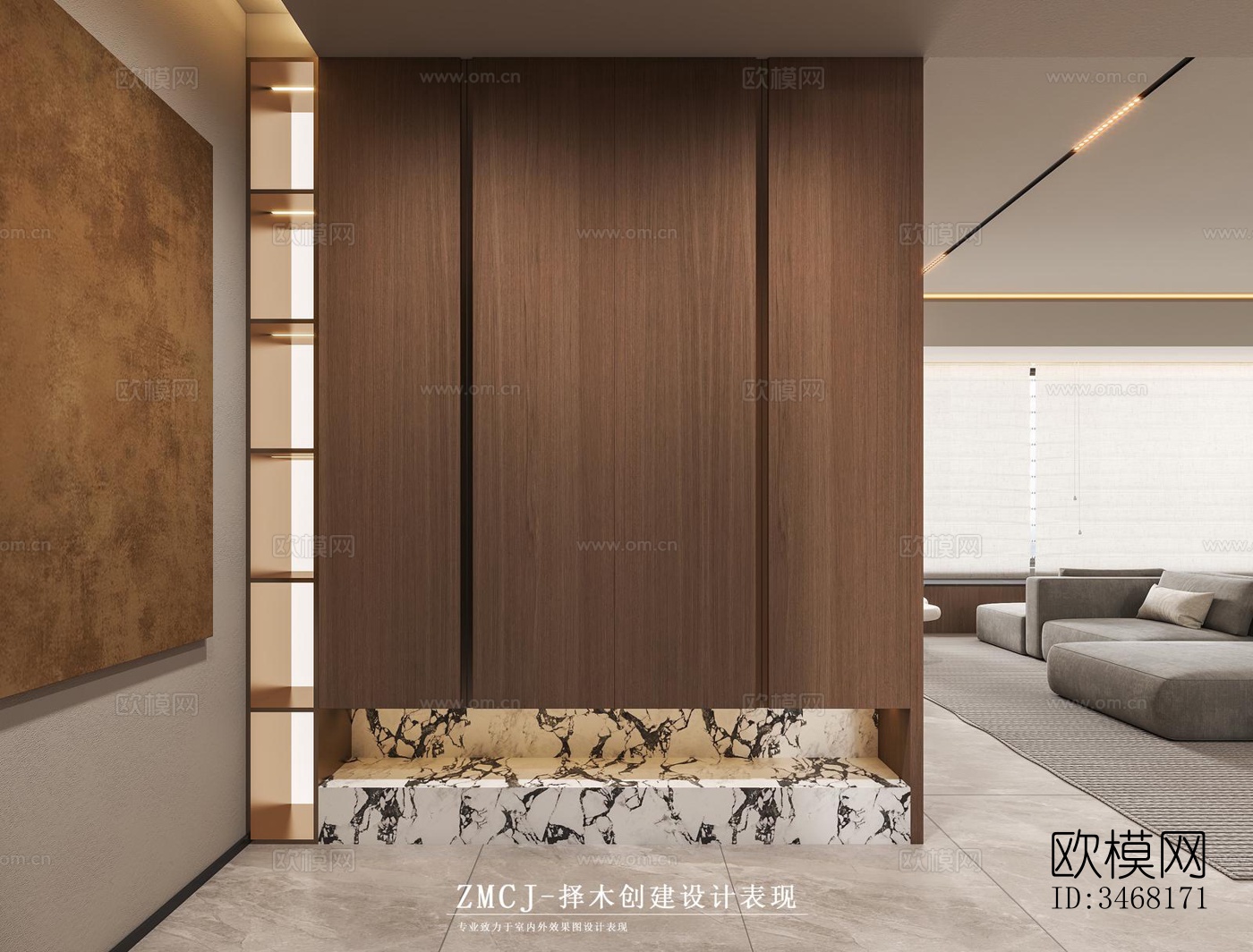 现代大平层效果图下载（渲染图15）