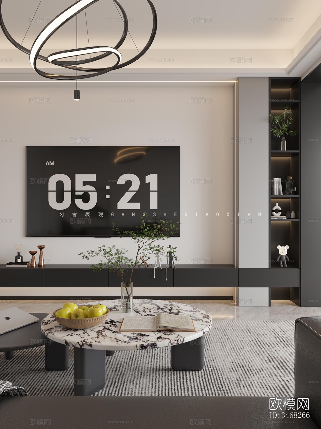 现代客餐厅效果图下载（渲染图3）