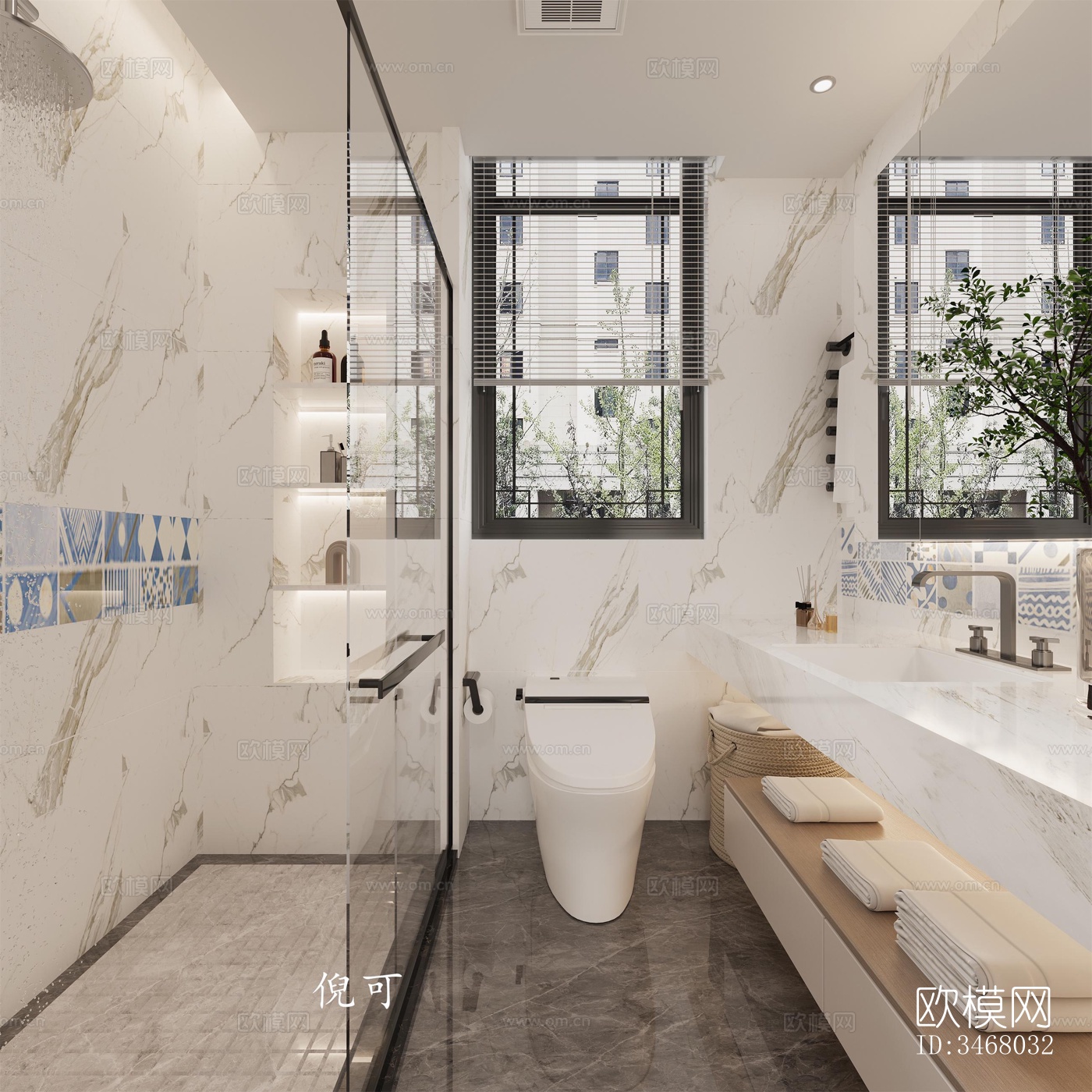 现代大平层效果图下载（渲染图3）