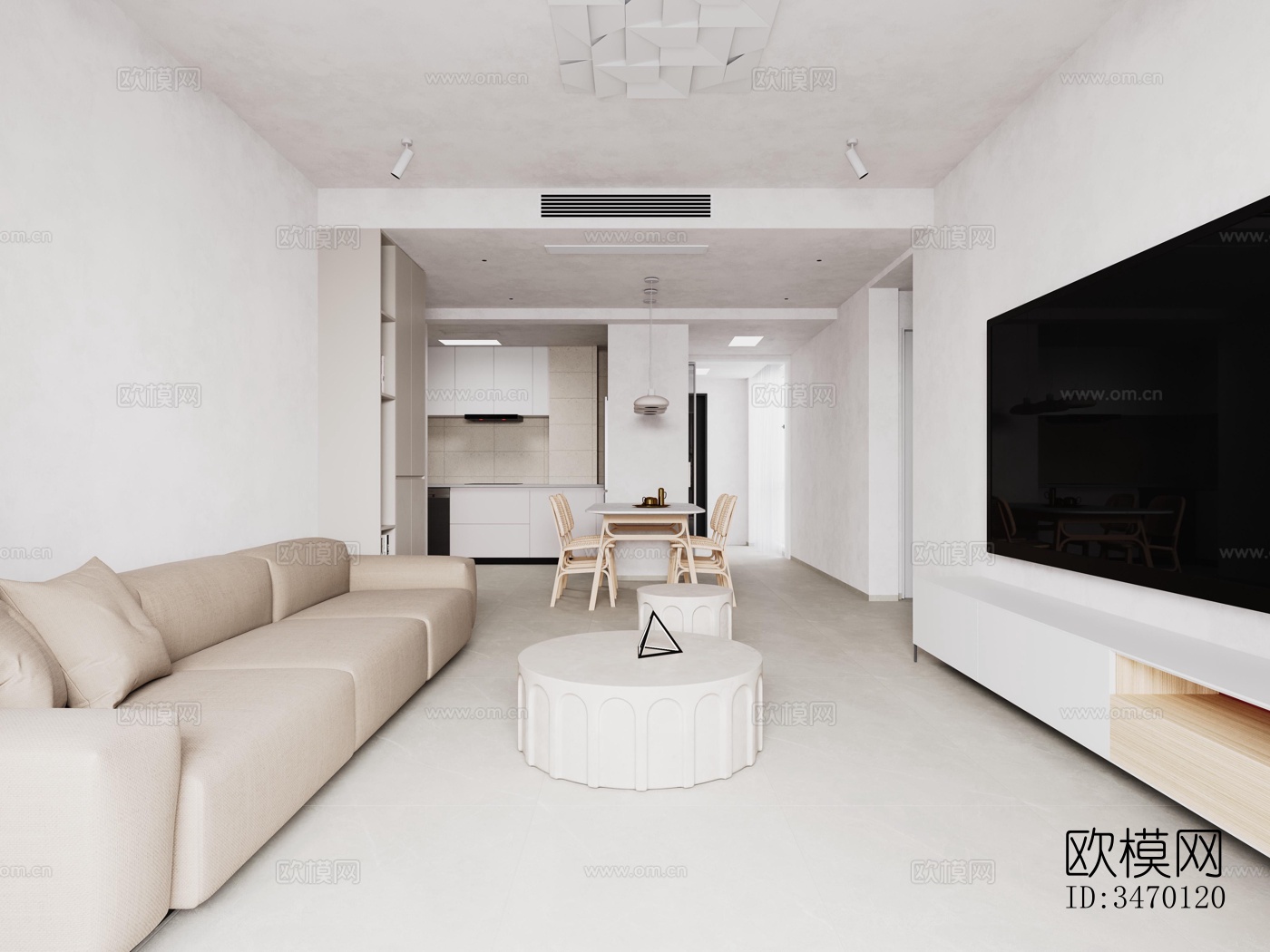 现代平层效果图下载（渲染图3）