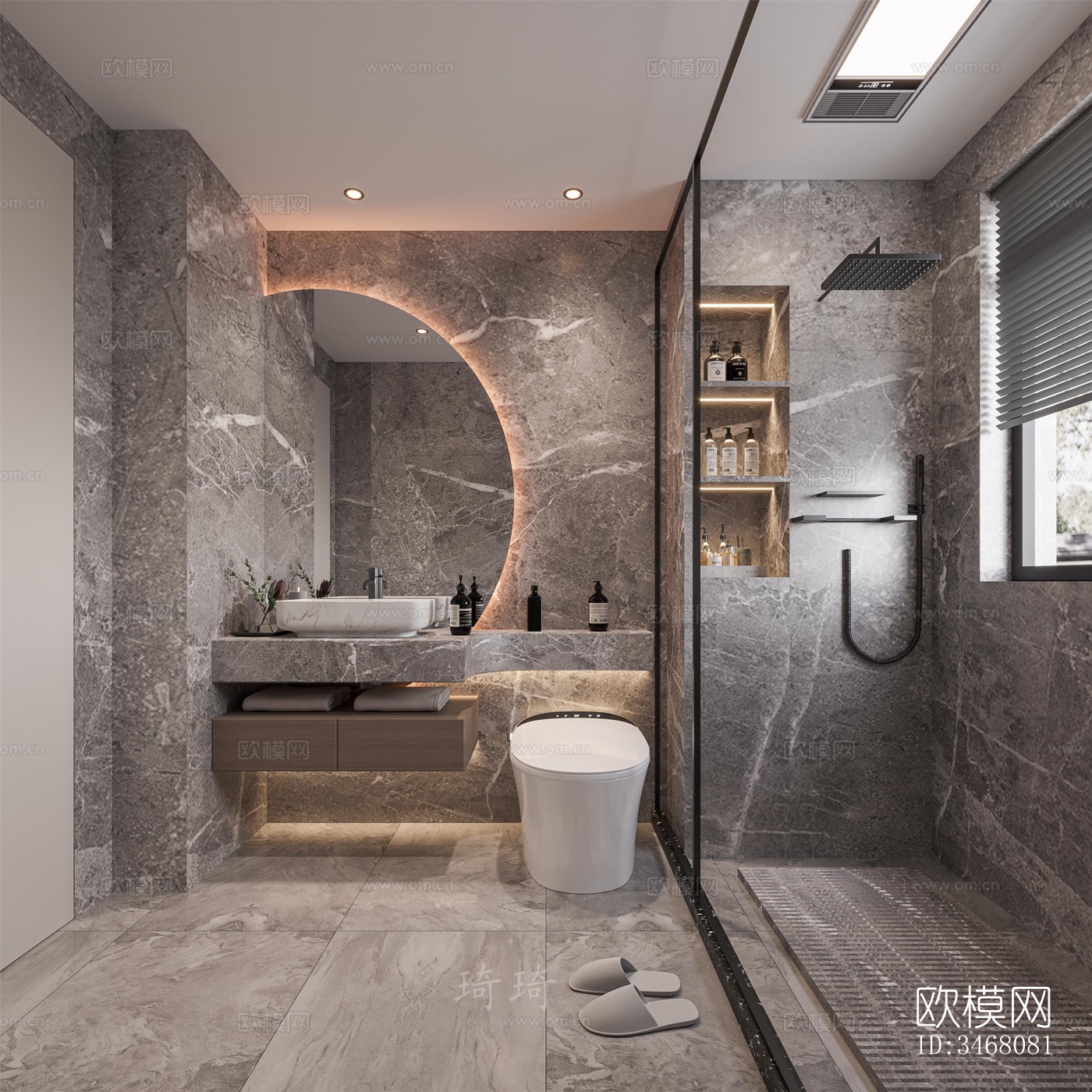 现代大平层效果图下载（渲染图6）